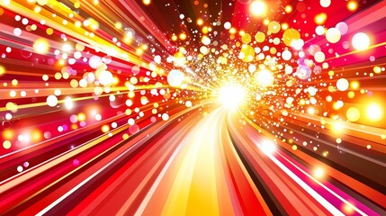 Fototapete - Bright red and yellow background with a lot of small circles. The circles are scattered all over the background and are of different sizes. The background is very busy and colorful