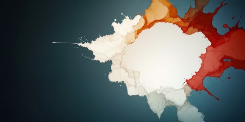 Poster - Colorful abstract painting with a white background. The painting is full of splatters of different colors, creating a sense of chaos and movement. The overall mood of the painting is energetic