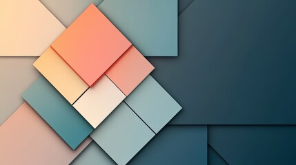 Poster - Colorful background with squares of different colors. The squares are arranged in a way that creates a sense of depth and dimension. Scene is vibrant and playful