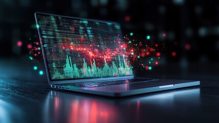 Digital Data Visualization on Laptop Screen