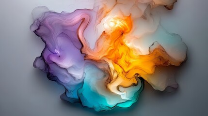 Aufkleber - Colorful swirl of paint with a yellow flame in the middle. The colors are vibrant and the swirls are fluid, giving the impression of movement and energy. The painting seems to be abstract