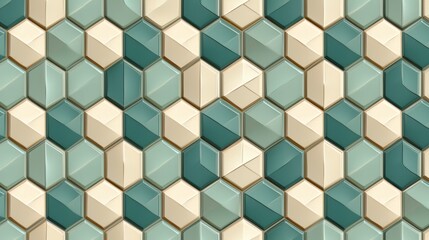 Aufkleber - Pattern of blue and white tiles with a gold border. The tiles are arranged in a way that creates a sense of depth and texture. Scene is elegant and sophisticated