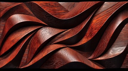 Aufkleber - Piece of art made of wood with a wavy pattern. The wood is brown and the pattern is very intricate. The piece of art has a very unique and interesting design that makes it stand out