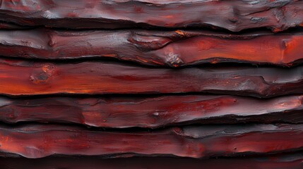 Aufkleber - The image is a close up of a wooden surface with a reddish brown color. The wood appears to be weathered and has a rustic feel to it. Scene is warm and inviting