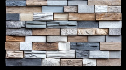 Fototapete - Wall made of different colored bricks. The wall is made of wood and stone
