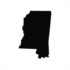 Wall Mural - vector illustration of the outline of mississippi state in black