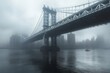 ©  Dreamy Shots - Misty evening view of manhattan bridge over water new york city urban landscape