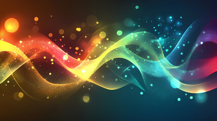 Wall Mural - abstract wave patterns with shimmering lights creating a dynamic visual texture. chromatic luminance