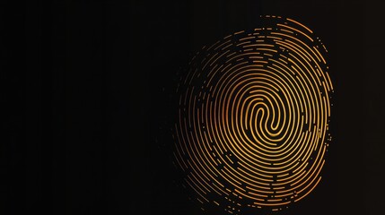 Fototapete - Central digital fingerprint graphic with cyber lines on dark background ideal for technology advertising