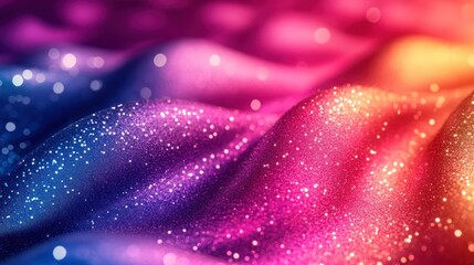 Wall Mural - Glittering waves, vibrant hues, bokeh background, festive design