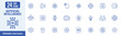 © Puspa - Artificial intelligence line icon set. Contains icons as AI, robotics, virtual assistant, chat bot, generative AI, machine learning and more. Vector illustration.