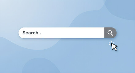 Search box graphic for website or application, clean user interface design element in pale blue, minimal style suitable for creative banner, poster, template projects