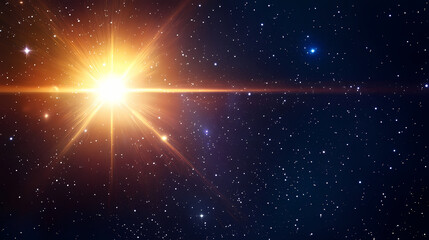 celestial radiance: a bright star in the cosmos. solar luster. illustration