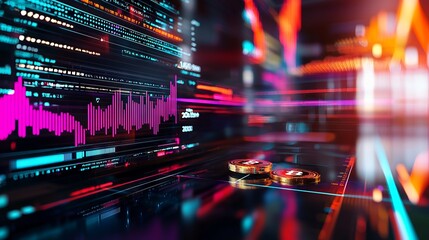 Digital Cryptocurrency Market Visualization with Bitcoin Coins