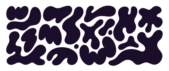 Aufkleber - Set of liquid organic shapes, irregular forms. Modern uneven blots, abstract organic amoeba blob shapes.