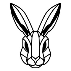 Wall Mural - a geometric vector illustration of a rabbit's face, the design is composed of sharp, clean lines and