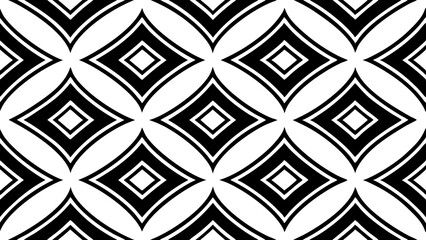 Wall Mural - black and white geometric pattern, a seamless design featuring diamond shapes and a clean aesthetic.
