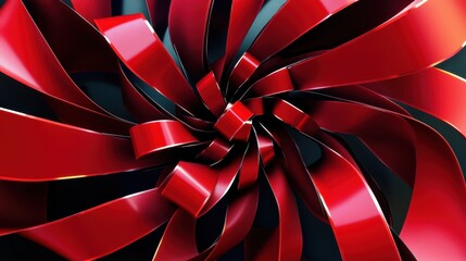 Leinwandbilder - Ribbons and bows spiraling in a vibrant design with a clear central space for creative text or logos