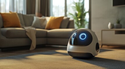 Leinwandbilder - Smart assistant enhances daily life as family members engage in conversation in a cozy living room setting