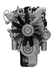 Aufkleber - Modern heavy duty truck diesel engine isolated on white transparent background