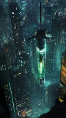 Canvas Print - night city injection: a futuristic metropolis