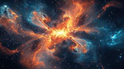 Wall Mural - exploring cosmic explosions outer space digital art universe aerial view galactic phenomena