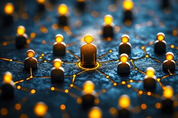 Wall Mural - abstract representation of social network connections with glowing figures and lines symbolizing tea