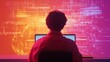 © Anat art - Student engages in virtual learning with AI technology illuminating their workspace in a vibrant environment