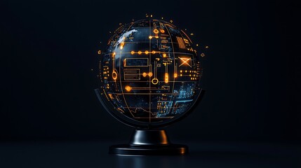 Digital Global Network Futuristic Technology Visualization