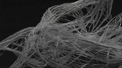 Macro Close-Up of Fishing Net Texture with Natural Patterns and Light
