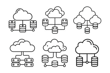 clouds line art icon. databases networking software image cloud and synoptics concept., cloud comput