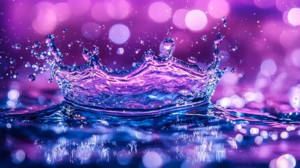 Poster - Water Splash Abstract Purple Blue Texture Background