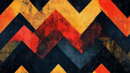 Wall Mural - abstract artwork featuring bold zigzag patterns in multiple colors