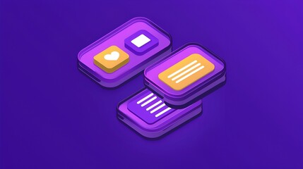 Mobile app interface design, 3d isometric view,  user interface design, modern UI layout