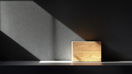 Poster - Wooden Block on Shelf with Sunlight Shadow