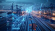 © AI Journeys  - Ai-powered robotics revolutionizing advanced logistics hub urban port digital infrastructure nighttime supply chain management
