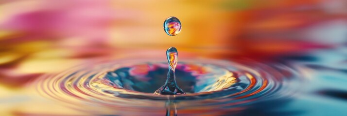 Aufkleber - Clear water drop emerging from filter with soft reflections and vibrant colors illuminated by natural light