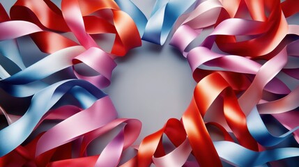 Poster - Ribbons and bows elegantly arranged in a spiral pattern, designed for branding or text inclusion