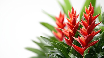 Wall Mural - elegant digital illustration of a vibrant red ginger plant surrounded by lush green leaves in a brig