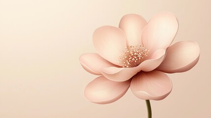Wall Mural - soft peach blossom digital illustration on minimalist background for interior decor and artistic pro