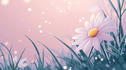 Wall Mural - delicate white daisy illustrating serenity and beauty in soft pastel background for digital art enth
