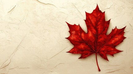 Wall Mural - stunning red maple leaf illustration on soft beige background for digital art and design projects