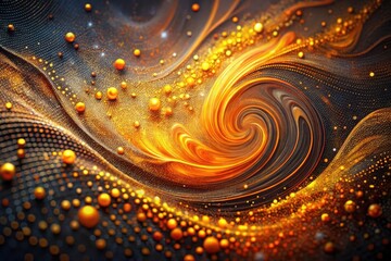 Wall Mural - abstract swirling vortex of golden particles and dark energy, a cosmic dance of light and shadow, ev