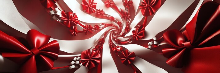 Poster - Spiraling ribbons and bows arranged in golden ratio design with a clear center space for text or logos