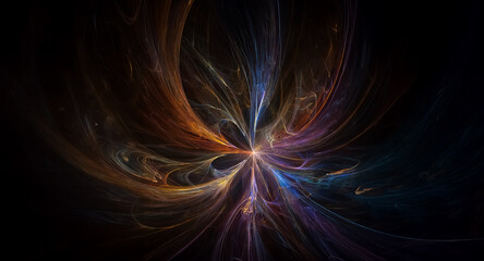 Wall Mural - vibrant fractal art bursts with dynamic energy. colorful lines radiate from a central glowing point 
