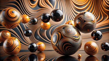 Wall Mural - abstract swirling orbs in dynamic composition a study of pattern and form