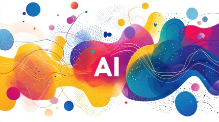 Wall Mural - bold and vibrant abstract banner with ai theme for visually engaging design and marketing projects