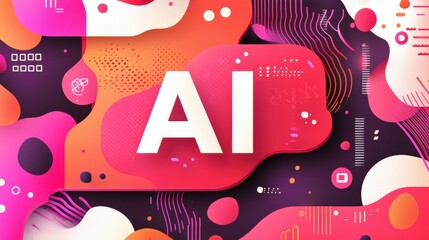 Wall Mural - bold and vibrant abstract banner design featuring ai in colorful visual elements