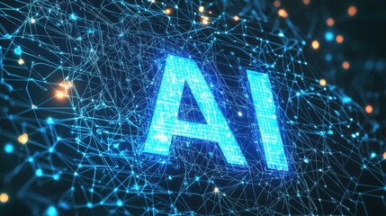 Wall Mural - sleek visual representation of ai featuring glowing connected nodes and a modern banner design