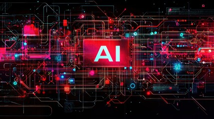 Wall Mural - vibrant abstract banner featuring ai elements in bold gradient style for futuristic technology backg
